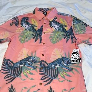 BNWT NEFF Mens coral printed  button up shirt